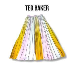 Ted Baker noviia ombre pleated midi skirt in yellow